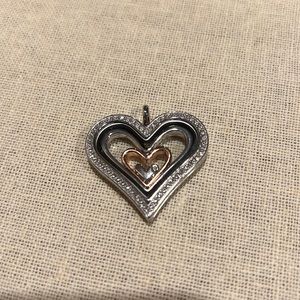 Origami Owl Large Silver Heart Living Locket and Nesting Heart Plates